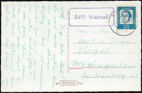 Landpost 8491 Wettzell KÖTZLING 1963 auf AK Hüttenwirtschaft zum Höllensteinsee 