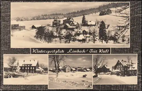 Landpost Limbach über Neuhaus am Rennweg 1964 auf passender AK Wintersportplatz