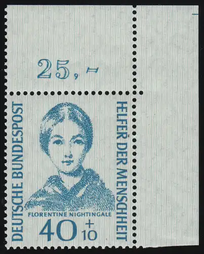 225 Helfer der Menschheit 40+10 Pf Nightingale ** Ecke o.r. 1-dg