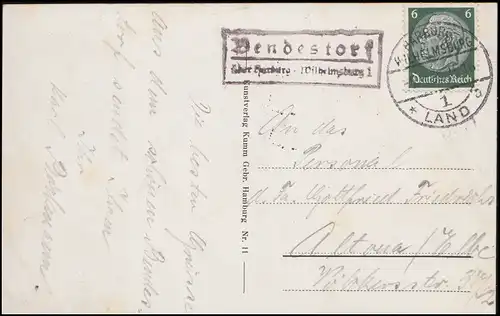 Landpost Bendestorf über Harburg-Wilhelmsburg Land 1936 auf AK Lüneburger Heide