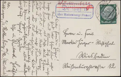 Landpost Dettingen über Rottenburg (Neckar) 12.2.34 AK Wurmlinger Bergkapelle