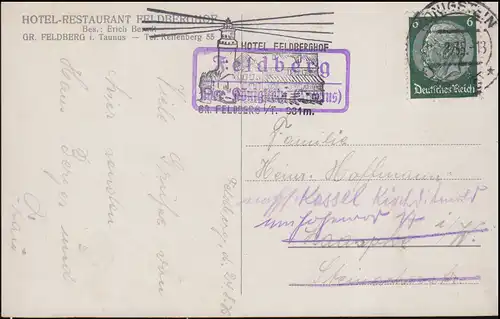 Landpost Feldberg über Königstein (Taunus) 1935 auf AK Aufstieg zum Feldberg