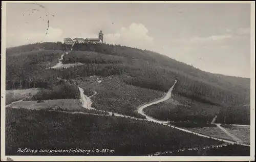 Landpost Feldberg über Königstein (Taunus) 1935 auf AK Aufstieg zum Feldberg