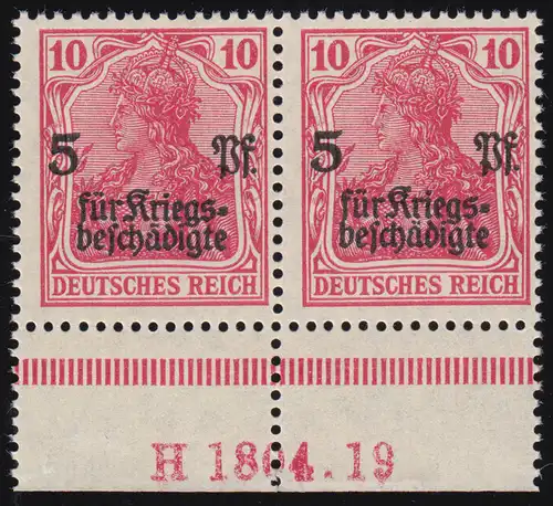 105c Kriegsbeschädigtenhilfe 10+5 Pf als UR-Paar mit HAN 1804.19, ungefaltet, **