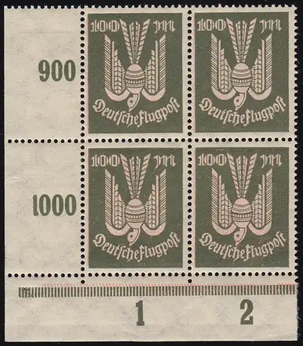 237I Holztaube 100 Mark als ER-Vbl. u.l.: kopfstehende 1 in der Randzahl 1000 **