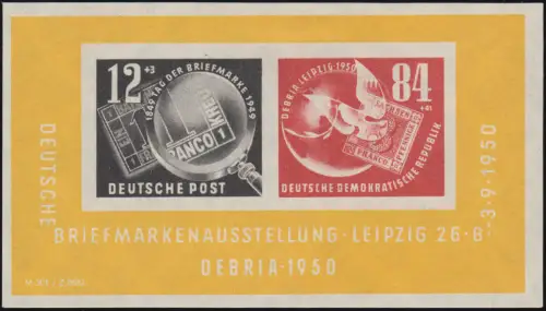 Block 7IV DEBRIA mit PLF IV Fleck im R der 271, Marken ** / Blockrand Falzspur