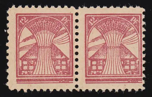 17IV Freimarke 12 Pf. mit PLF IV: Fleck im Rahmen unten rechts über O, **