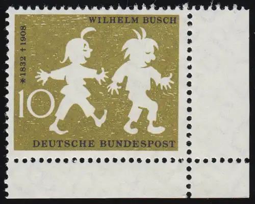 281 Wilhelm Busch 10 Pf ** Ecke u.r.