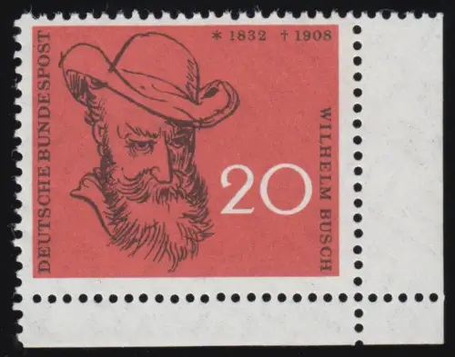 282 Wilhelm Busch 20 Pf ** Ecke u.r.