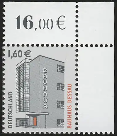 2302CII SWK 1,60 Euro mit SAD III, Ecke oben rechts, rechts durchgezähnt, **