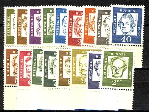 347y ff Bedeutende Deutsche 17 Werte, Unterrand-Satz **