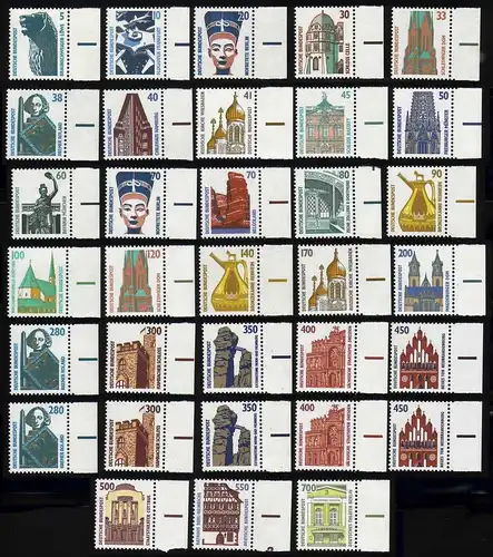 1339 ff SWK 28 Werte aus 100er-Bogen, Satz Seitenrand rechts, **