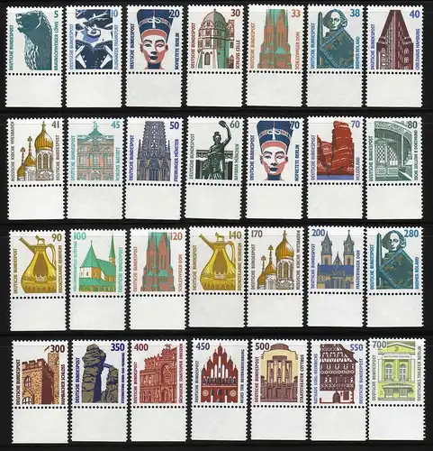 1339 ff SWK 28 Werte aus 100er-Bogen, Satz mit Unterrand, **