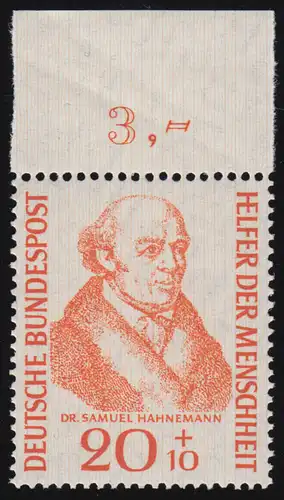 224 Helfer der Menschheit 20+10 Pf Hahnemann ** Oberrand