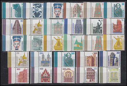 1339 ff SWK 28 Werte aus 100er-Bogen, Satz Seitenrand links, **