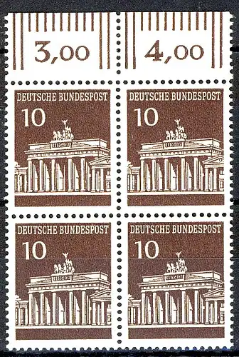 506 Brandenb. Tor 10 Pf OR-Viererbl. ** postfrisch