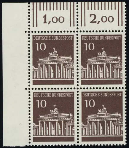 506 Brandenb. Tor 10 Pf Eck-Vbl. ol ** postfrisch