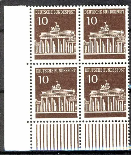 506 Brandenb. Tor 10 Pf Eck-Vbl. ul ** postfrisch