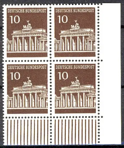 506 Brandenb. Tor 10 Pf Eck-Vbl. ur ** postfrisch