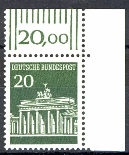 507 Brandenb. Tor 20 Pf Ecke or ** postfrisch