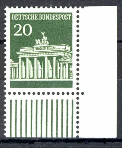 507 Brandenb. Tor 20 Pf Ecke ur ** postfrisch