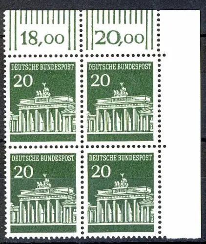 507 Brandenb. Tor 20 Pf Eck-Vbl. or ** postfrisch