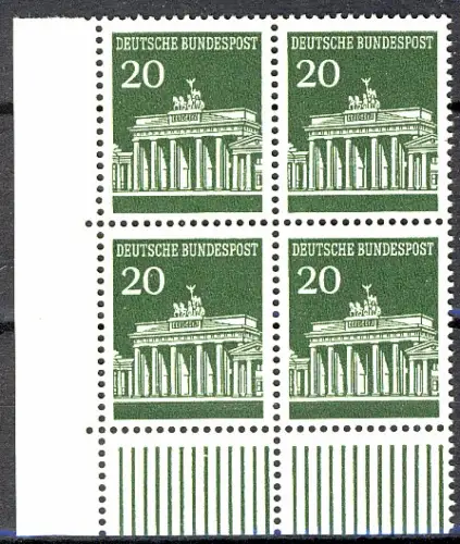 507 Brandenb. Tor 20 Pf Eck-Vbl. ul ** postfrisch