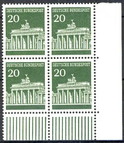 507 Brandenb. Tor 20 Pf Eck-Vbl. ur ** postfrisch