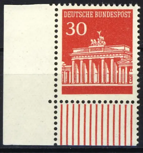508 Brandenb. Tor 30 Pf Ecke ul ** postfrisch