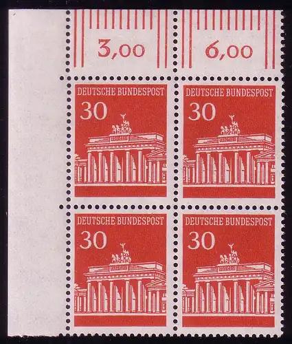 508 Brandenb. Tor 30 Pf Eck-Vbl. ol ** postfrisch