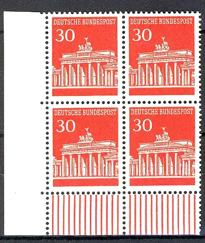 508 Brandenb. Tor 30 Pf Eck-Vbl. ul ** postfrisch