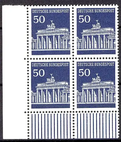 509 Brandenb. Tor 50 Pf Eck-Vbl. ul ** postfrisch