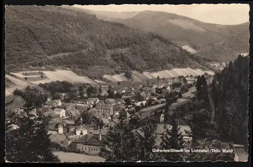 Landpost Leibis über Neuhaus am Rennweg 1963 SSt Glaskunst auf AK Unterweißbach