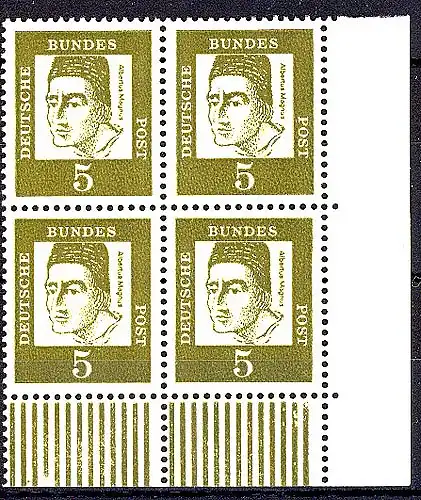 347yII Bed. Deutsche 5 Pf dicke Walzenstriche Eck-Vbl. ur ** postfrisch