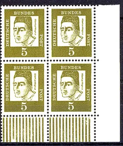 347yII Bed. Deutsche 5 Pf dicke Walzenstriche Eck-Vbl. ur ** postfrisch