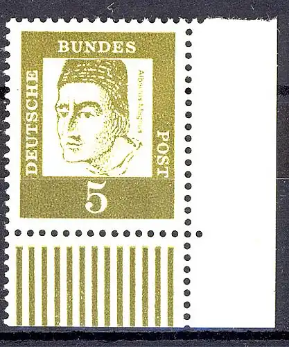 347yII Bed. Deutsche 5 Pf dicke Walzenstriche Ecke ur ** postfrisch