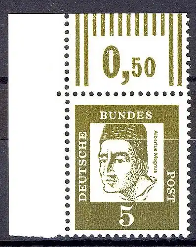 347yII Bed. Deutsche 5 Pf dicke Walzenstriche Ecke ol ** postfrisch