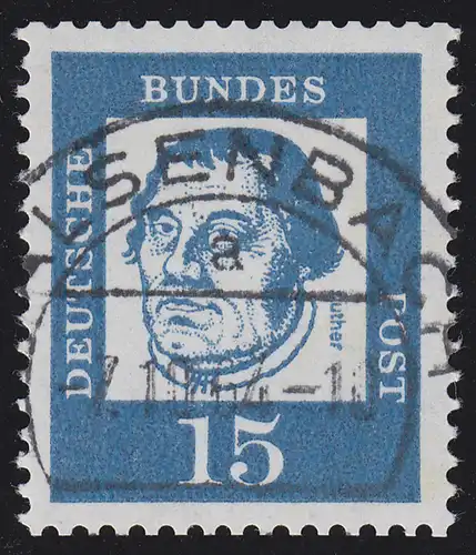 351y Bed. Deutsche y 15 Pf 1000er-Rolle, Einzelmarke + Nr. O