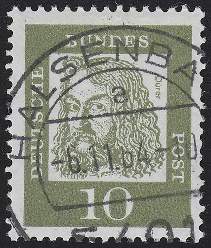 350y Bed. Deutsche y 10 Pf 1000er-Rolle, Einzelmarke + Nr. O