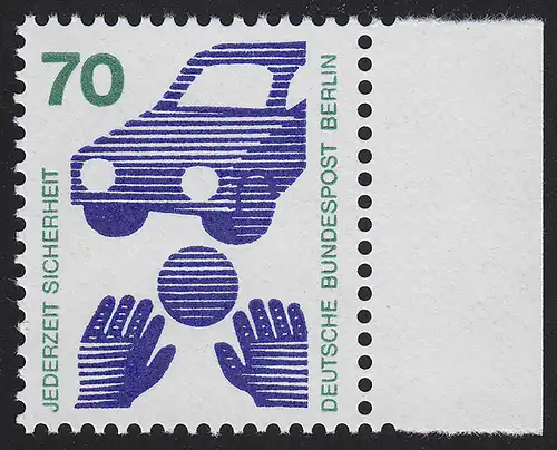 453 Unfallverhütung 70 Pf Seitenrand re. ** postfrisch