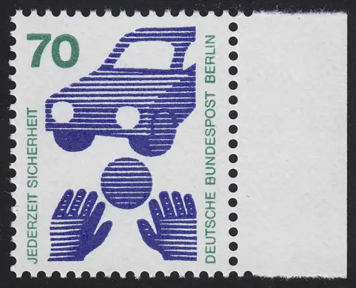 453 Unfallverhütung 70 Pf Seitenrand re. ** postfrisch