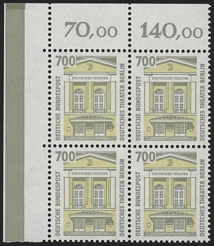 1691 SWK 700 Pf Eck-Vbl. ol MIT Naht ** postfrisch