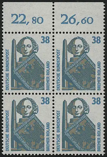 1400 SWK 38 Pf OR-Viererbl. ** postfrisch