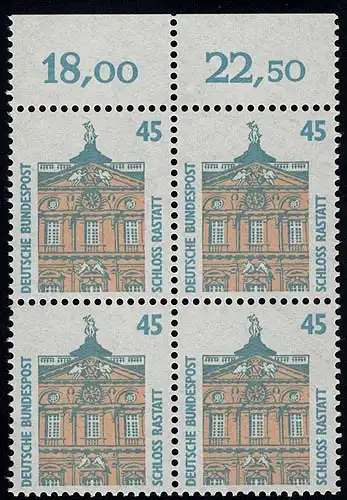 1468 SWK 45 Pf OR-Viererbl. ** postfrisch