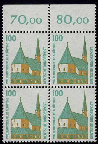 1406u SWK 100 Pf OR-Viererbl. ** postfrisch