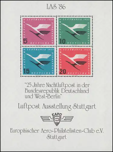 Luftpost Ausstellung Stuttgart LAS 86 mit Faksimile Bund Lufthansa 205-208