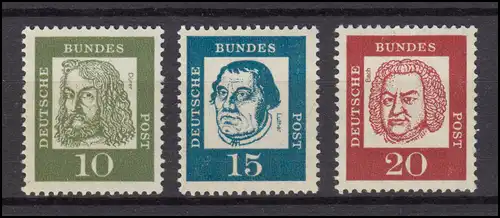 350-352yII Bedeutende Deutsche aus kleiner 500er-Rolle, 3 Werte komplett, **