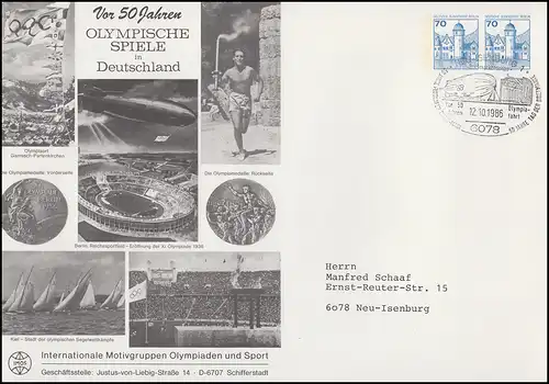 Berlin PU 114/2 50 Jahre Olympische Spiele in Deutschland, SSt Ludwigsburg 1986