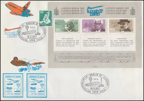 Sonderdruck Berlin Block LUPOSTA 1977 auf Schmuck-FDC 19.8.77