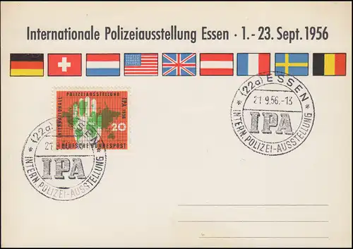 Sonder-Karte 240 Internationale Polizeiausstellung Essen 1956, SSt IPA 21.9.56